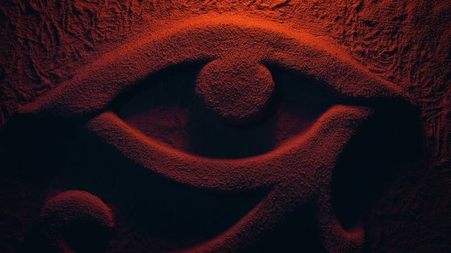 Eye Of Ra Wall Carving In Firelight