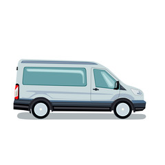 Van - a working car silver. Vector graphics in flat style.