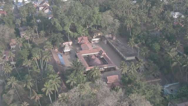 Janardana temple. Varkala, Kerala, India, 4k aerial ungraded/flat