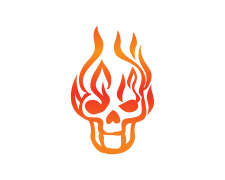 Flaming Skull Face With Flaming Musical Note Eye Logo In White Isolated Background