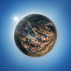little planet panorama of the castle of Haigerloch Germany