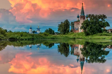 Foto op Canvas The Annunciation Monastery.Shuysky district, Dunilovo village. Ivanovo region. Russia. gold ring of Russia © alloova