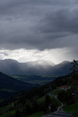 sunlight on a Valley in the  mountains alps in tyrol austria