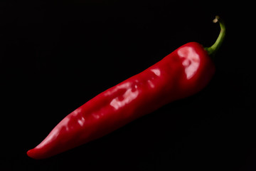 Illustration of red pepper on black background
