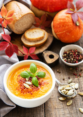 Bowl of pumpkin soup