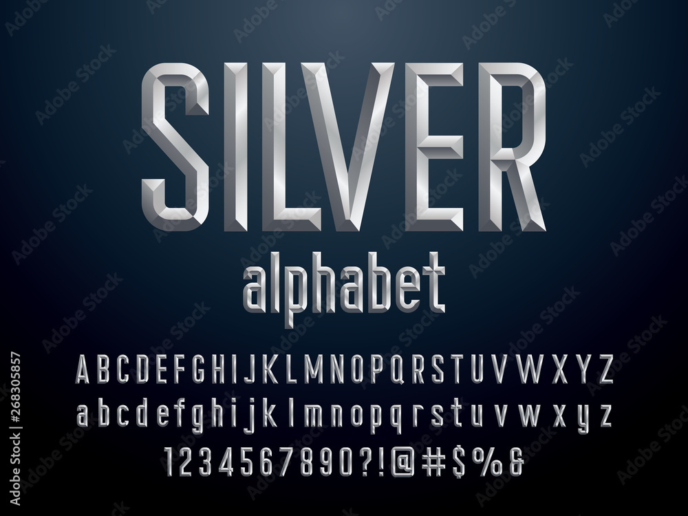 Poster chisel style alphabet design with uppercase, lowercase, number and symbols