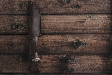 knife on wooden background