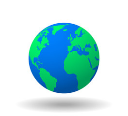 World map. Earth, globe icon. Vector illustration.