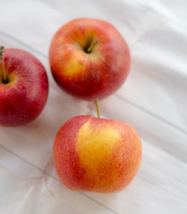 Ripe Red Apple Wooden Bowls Other Apples Table