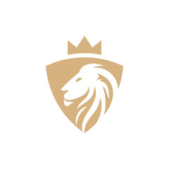 lion king shield guard vector logo design