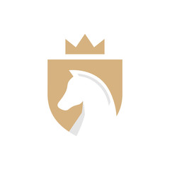 strong horse shield vector logo design