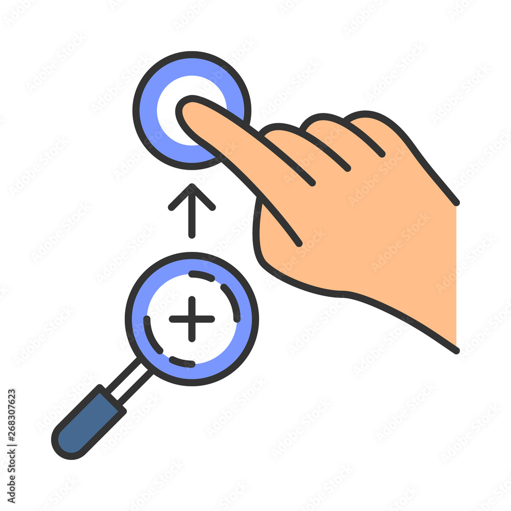 Poster zoom in vertical gesturing color icon