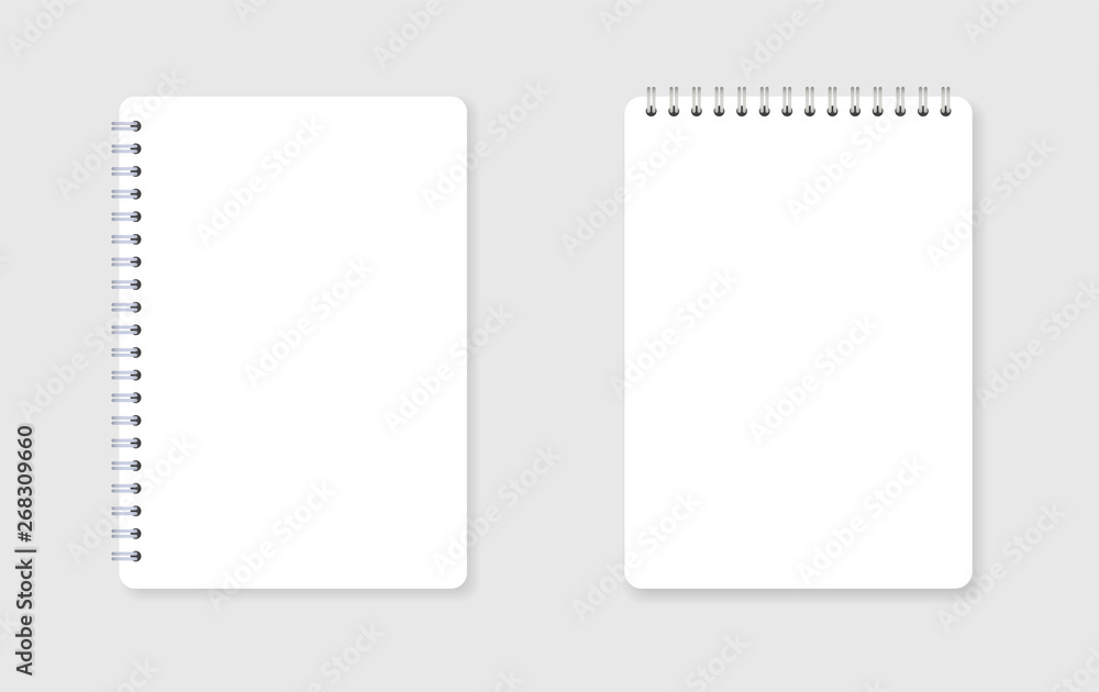 Poster realistic notebook. notebooks in open form.
