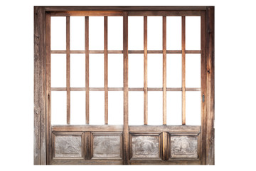 Japanese wooden door frame isolated on white background