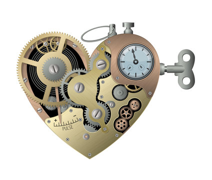 Mechanical heart in steampunk style. Vector illustration.