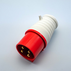 The photo on a white background electrical plug and socket for connecting wires for mounting electrics. Perfect for filling the catalog of a modern iniernet store on the site.