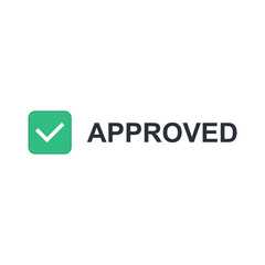 Obraz premium Approved inscription with check mark icon