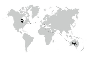 Airplane ways with pointers map world