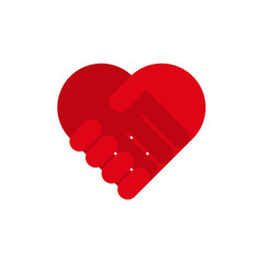 Handshake heart icon symbol. Vector eps10
