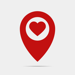 Pointer gps map with heart
