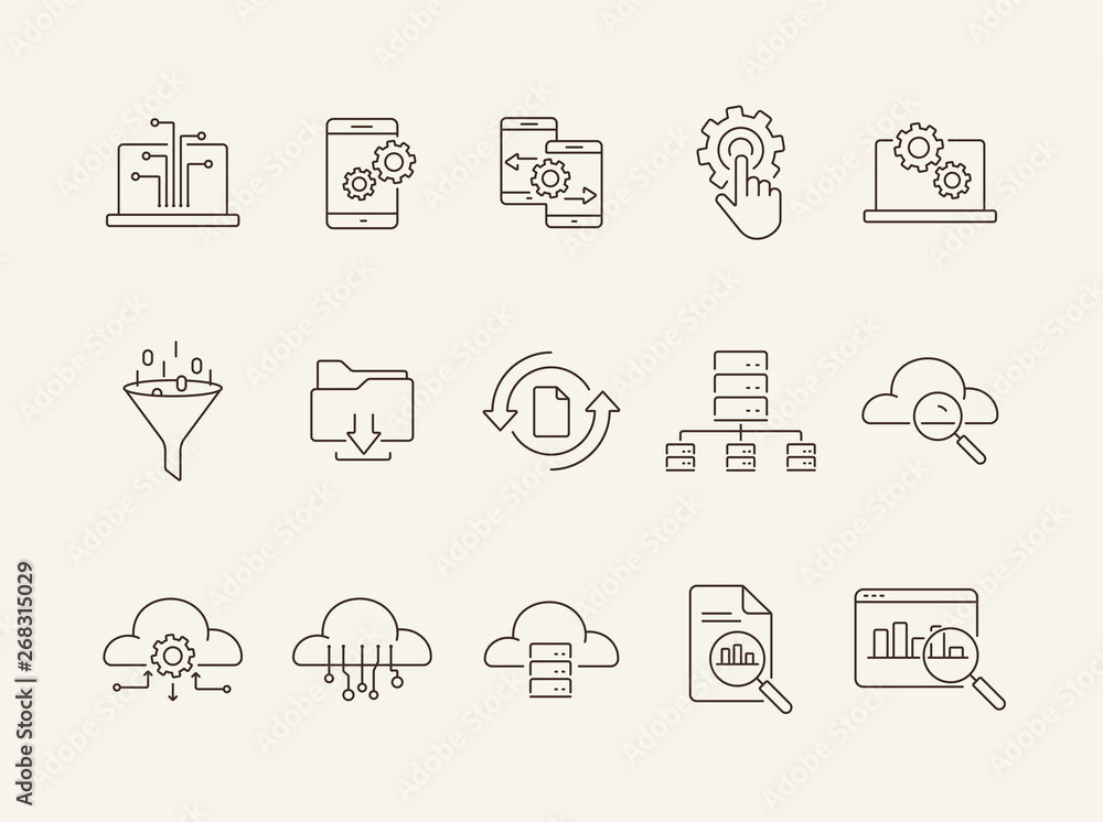 Aufkleber filter line icon set. data, setting, archive. server concept. can be used for topics like software, 