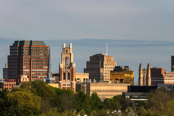 New Haven, Connecticut, USA The city skyline and Yale University.