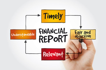 Financial report mind map with marker, business concept