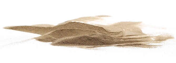 Fototapeta na wymiar Desert sand pile, dune isolated on white background