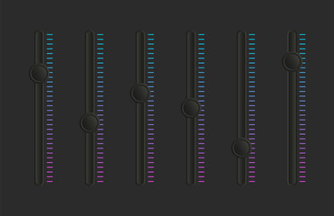 Sound mixer. Sound bar slider. Vector illustration.