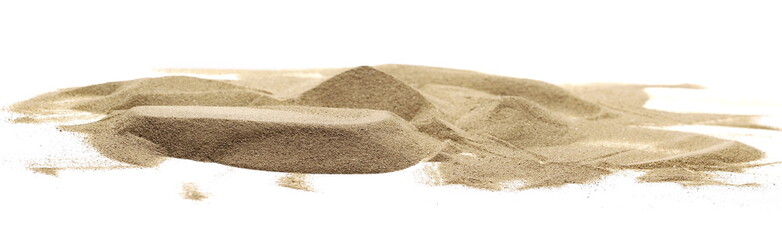 Fototapeta na wymiar Desert sand pile, dune isolated on white background