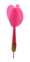 Pink throwing dart isolated on white background