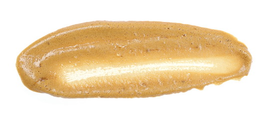 Spilled coffee foam, stains isolated on white background, top view