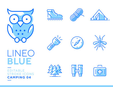 Lineo Blue - Camping and Outdoor line icons