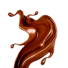 Splash of chocolate 3d illustration, 3d rendering.