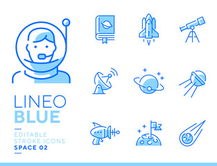 Lineo Blue - Space and Planets line icons © sharpnose