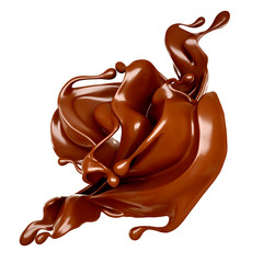 Splash of chocolate 3d illustration, 3d rendering.