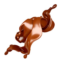 Splash of chocolate 3d illustration, 3d rendering.
