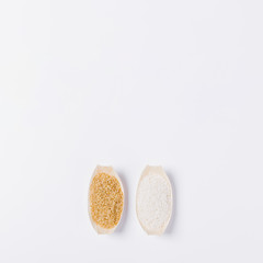 Flat lay rice composition with copyspace