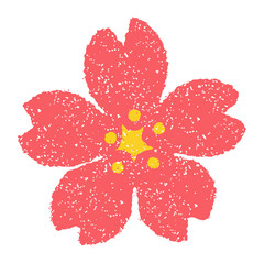 flower (cherry blossom) stamp illustration / pink . For new year's greeting card