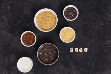 Flat lay rice composition