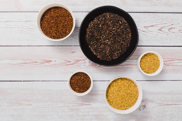 Flat lay rice composition