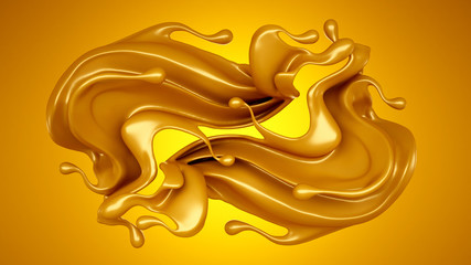 Caramel splash 3d illustration, 3d rendering.