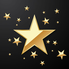 Golden star background, beautifully arranged, illustration