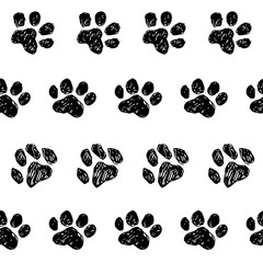 Fototapeta premium cat dog tracks pattern ink hand draw
