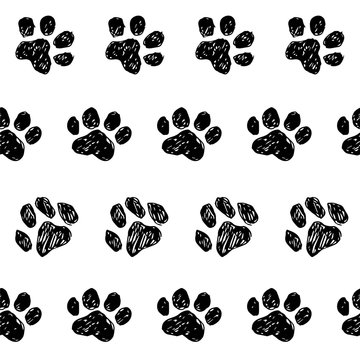 cat dog tracks pattern ink hand draw