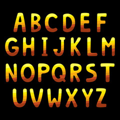 Vector set of multicolored letters for inscriptions isolated on black.