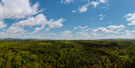 Top of Pennsylvania's Pocono Mountains rural landscape