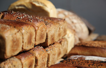 Loafs of bread background