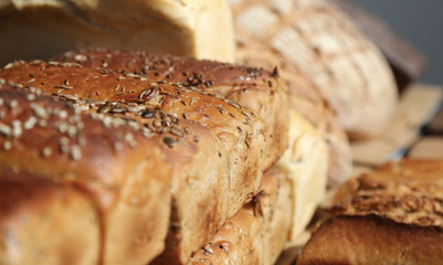 Loafs of bread background