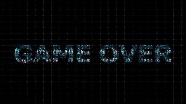 Game over, with digital binary code, digital coding, computational operation, IT sphere, games of the 90s